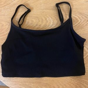 aerie black ribbed scoop bikini top